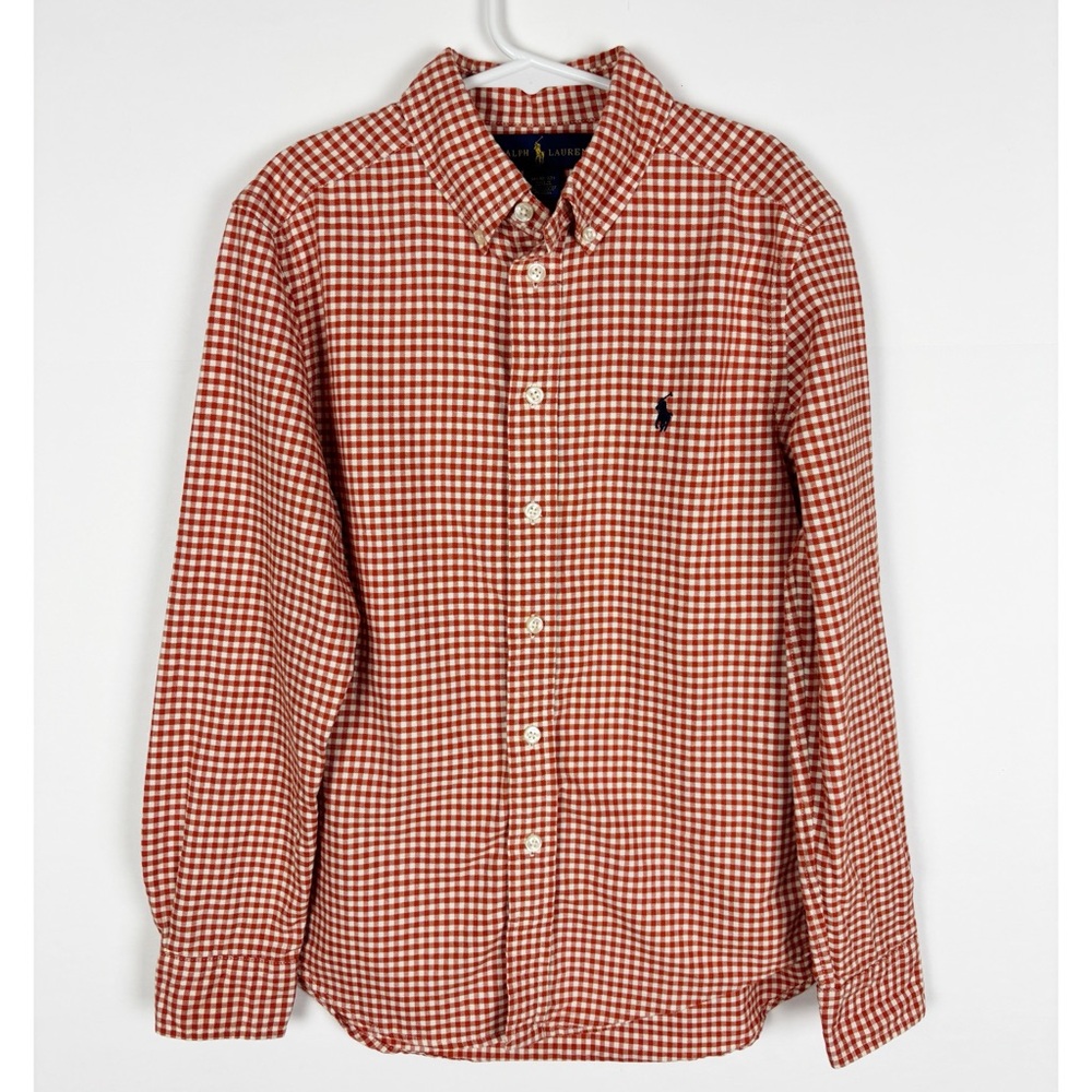 Ralph Lauren Button Down Shirt Boys Size M 10-12
Long Sleeve Brick Red Gingham - Picture 5 of 5